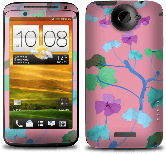 Pink & Colorful Flowers Skin One X - Htc One X Clipart (800x752), Png Download