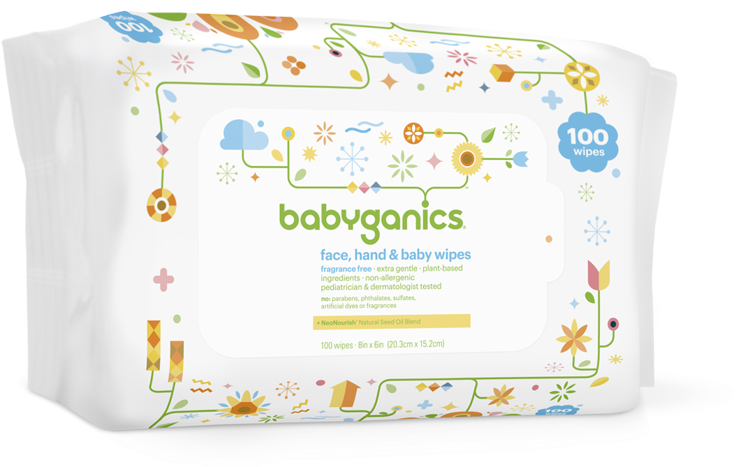 Babyganics Face, Hand & Baby Wipes, Fragrance Free - Babyganics Wipes Clipart (1200x1200), Png Download