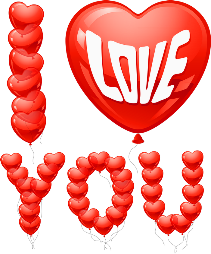 I Love You Balloons Png Clipart Picture - Valentines Day Graphics Transparent Png (743x878), Png Download