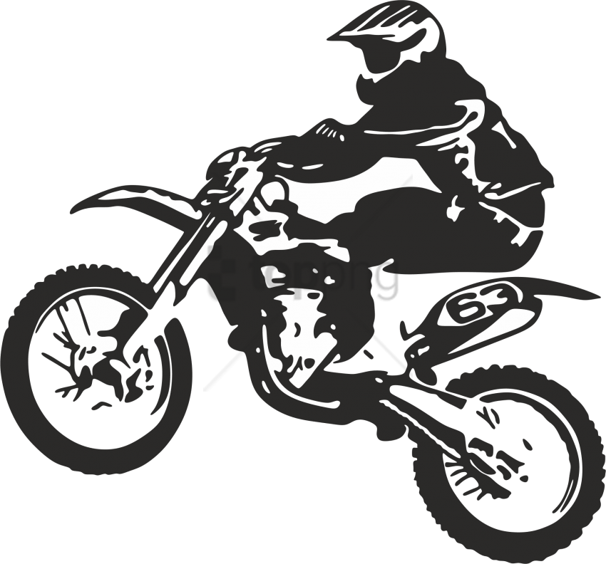 Free Png Dirt Bike Wheelie Logo Png Image With Transparent - Dirtbike Black And White Vector Clipart (850x792), Png Download