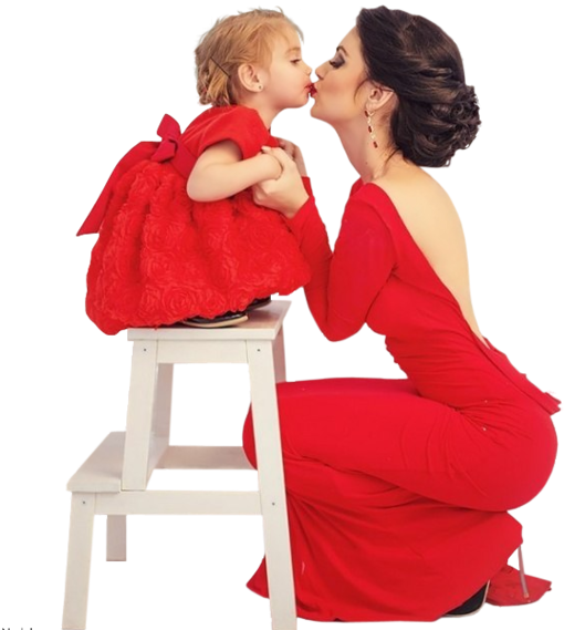 Mommy And Daughter In Red Dresses - Like Mom Like Baby Clipart (593x600), Png Download
