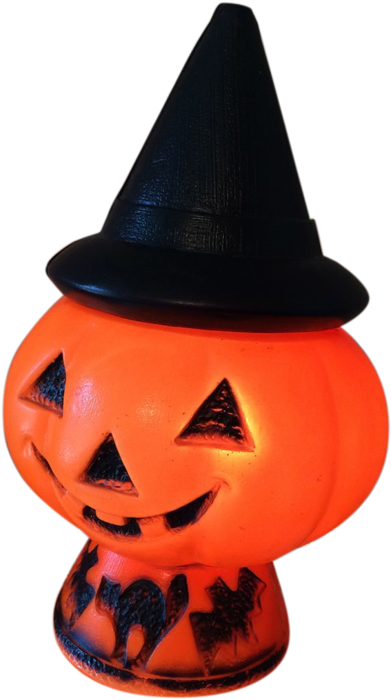 Vintage Halloween Lighted Blow Mold Pumpkin With Witch - Jack-o'-lantern Clipart (1023x1023), Png Download