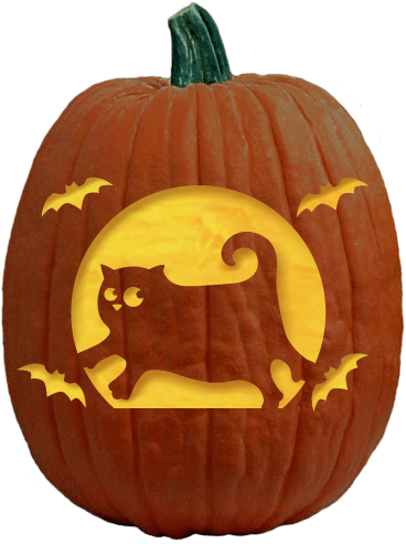Bat Cat Pumpkin Carving Pattern - Pumpkin Easy Carving Bat Clipart (1200x630), Png Download