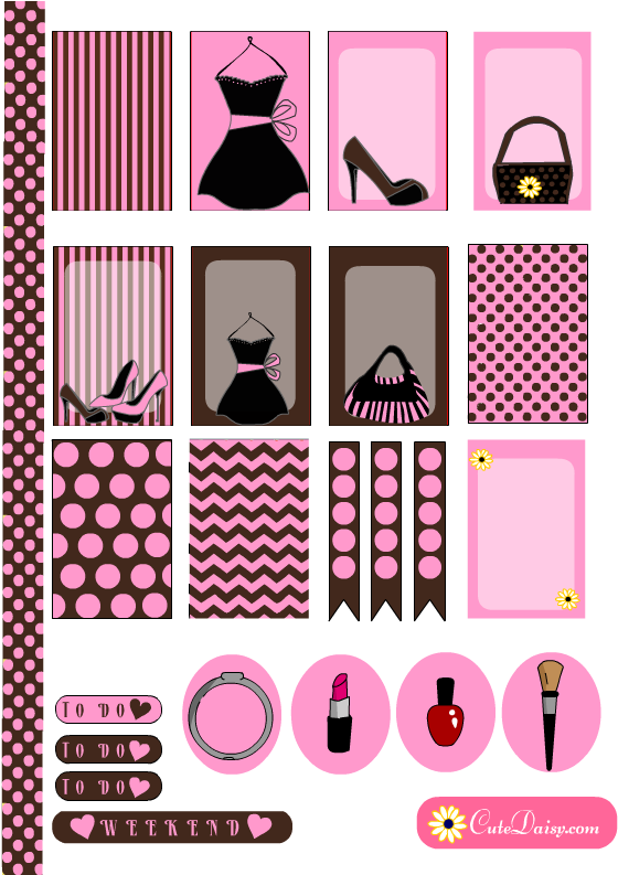 Picture Freeuse Download Free Printable Fashion Themed - Free Fashion Printable Planner Stickers Clipart (612x792), Png Download