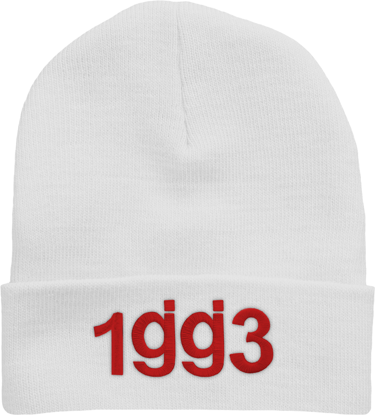 1gg3 Cuffed White / Red Beanie $30 - Beanie Clipart (1600x1601), Png Download