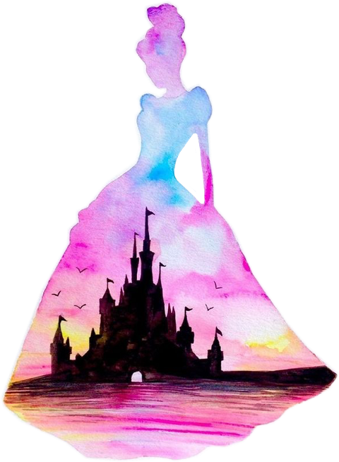 Painting Silhouette Disney Princess Art , Png Download - Disney Princess Silhouette Painting Clipart (480x654), Png Download