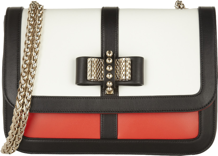 Christian Louboutin Sweet Charity Black White Red Leather - Shoulder Bag Clipart (920x693), Png Download