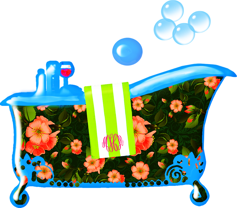 Bathtub Bubbles Pink Feminine Bath Water Women Clipart (819x720), Png Download