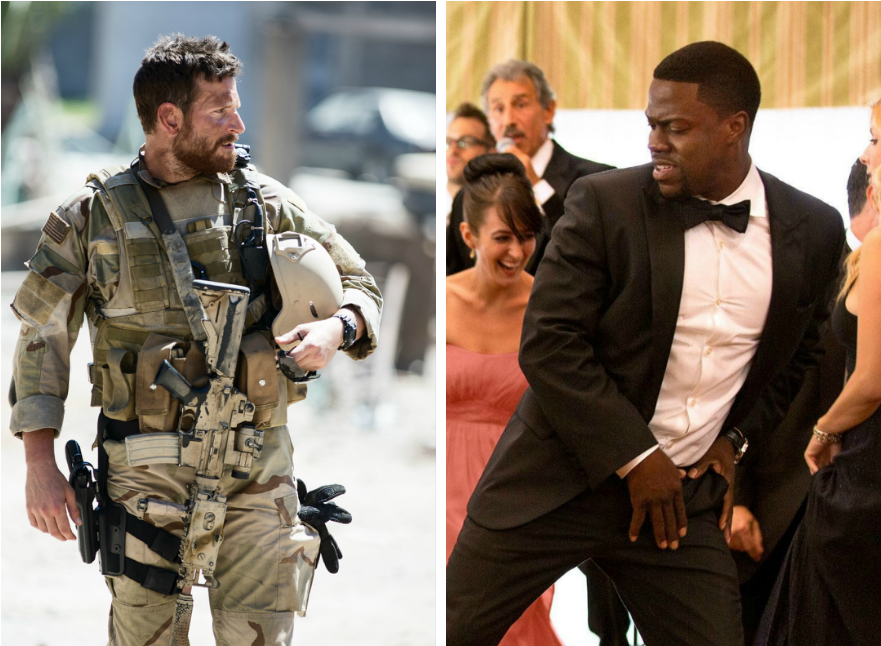 Bradley Cooper In American Sniper And Kevin Hart In - Bradley Cooper Navy Seal Clipart (940x705), Png Download