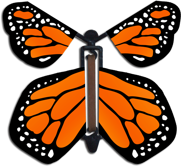Orange Monarch Wind Up Flying Butterfly - Make A Flying Butterfly Pattern Clipart (615x561), Png Download