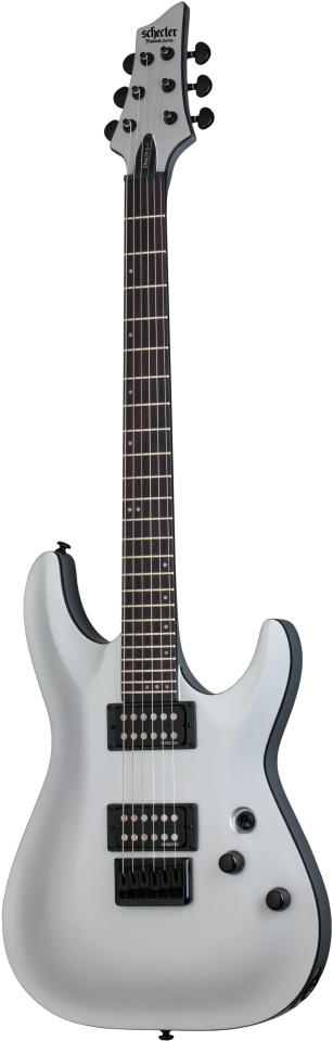 Schecter Stealth C-1 Electric Guitar In Satin Silver - Electric Guitar Clipart (419x960), Png Download
