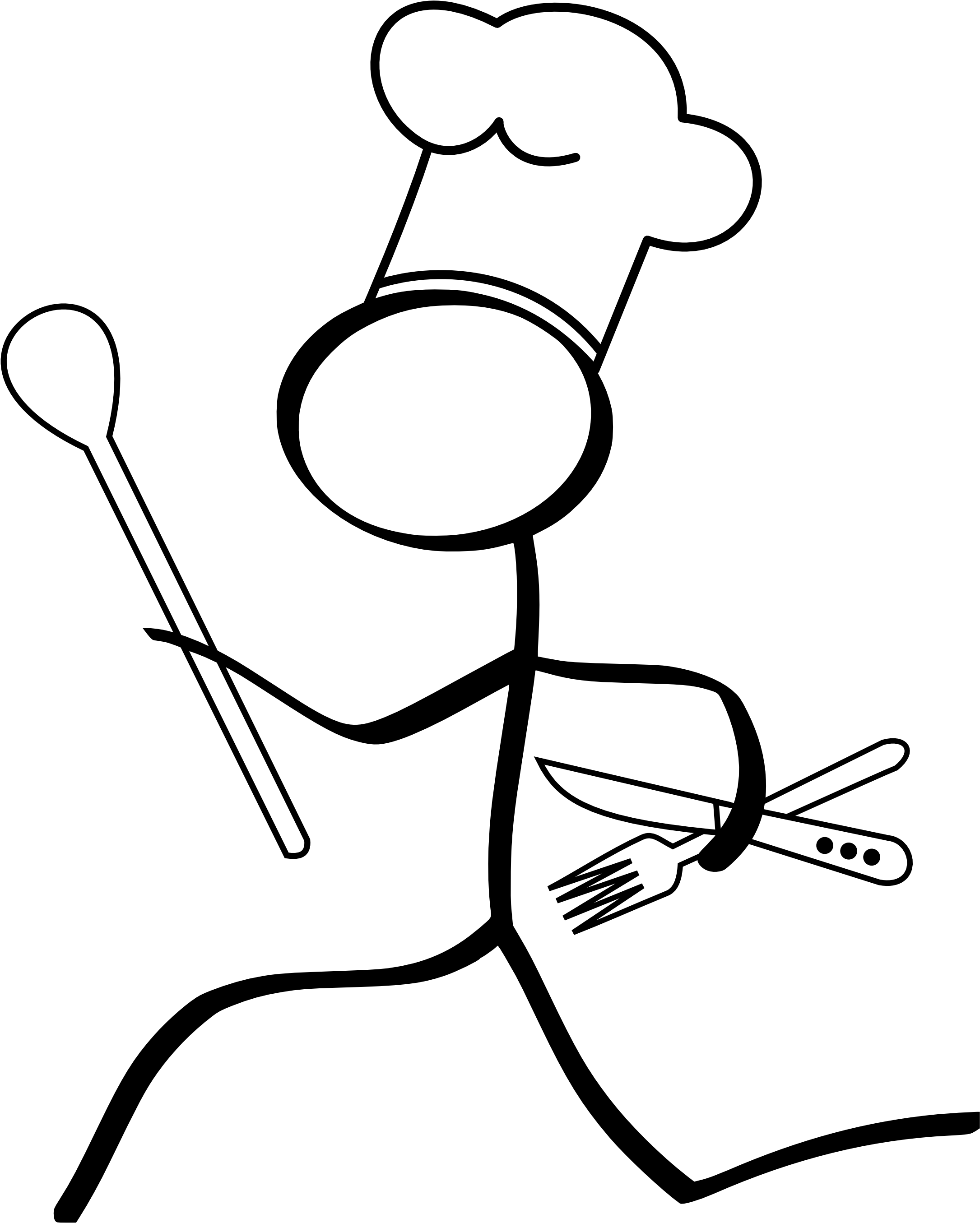 Kitchen Run Stick Figure - Line Art Clipart (2480x3508), Png Download