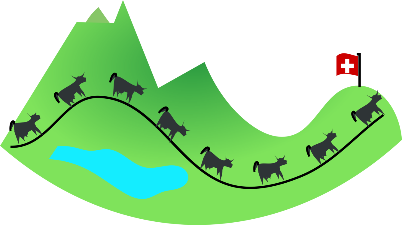 Hill Cows Mountain Green Switzerland Landscape - Switzerland Clipart - Png Download (960x538), Png Download