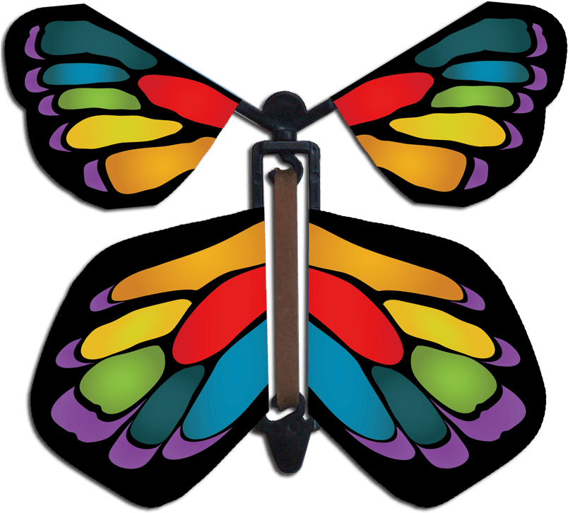 Stained Glass Rainbow Wind Up Flying Butterfly - Make A Flying Butterfly Pattern Clipart (813x738), Png Download