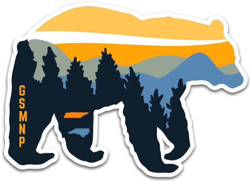 Mountain Clipart Smoky Mountains - Smoky Mountain Bear Sticker - Png Download (1000x990), Png Download