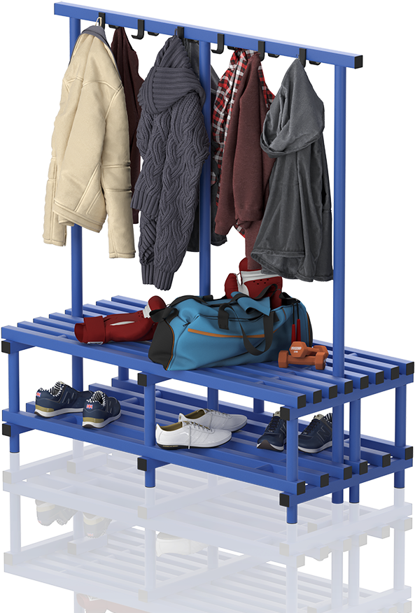 Double Plastic Bench With Coat Hanger - Bench Clipart (998x998), Png Download