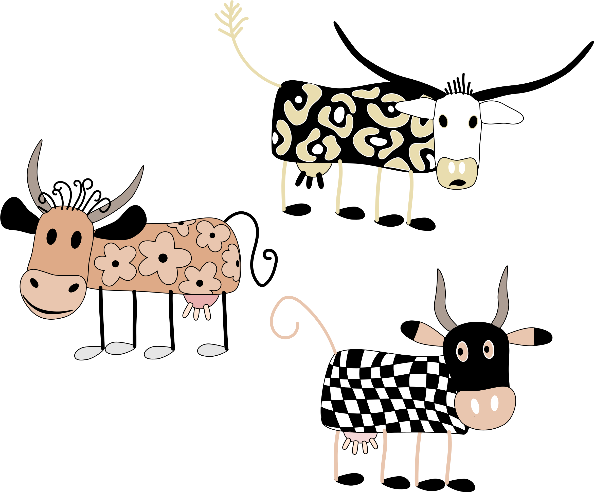 Cartoons 11 Clipart Cartoon - Vacas De Diferentes Colores - Png Download (2400x1998), Png Download