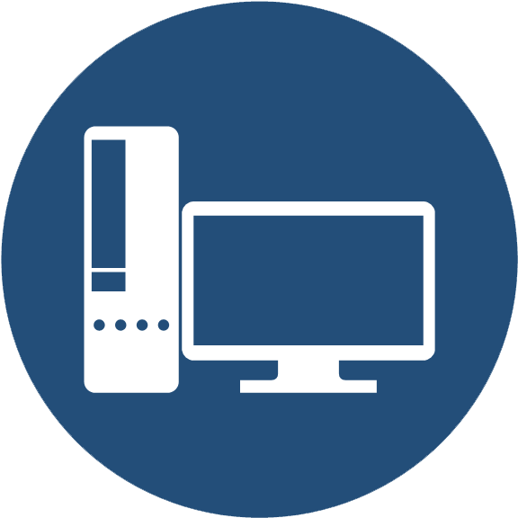 Computer Desktop Solution - Desktop Computer Round Icon Clipart (576x576), Png Download