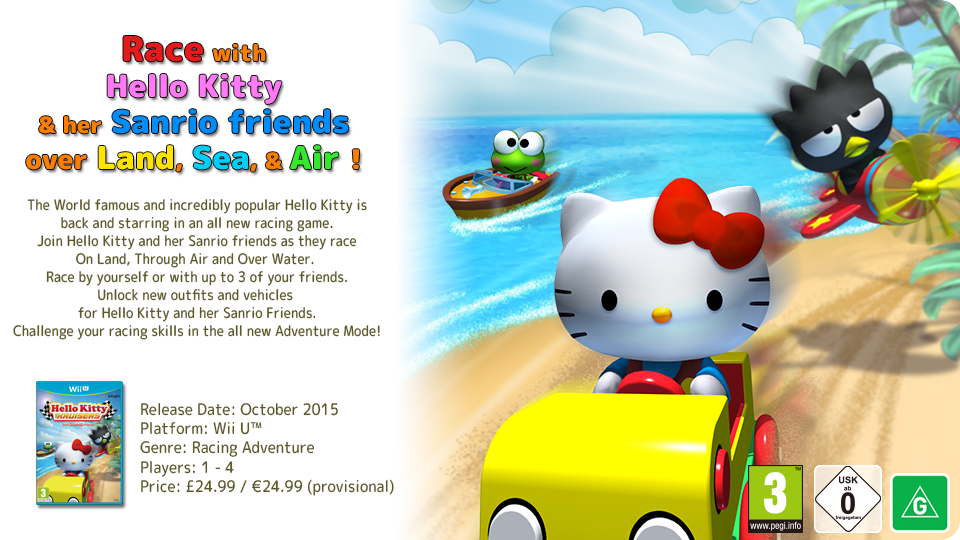 Race With Hello Kitty & Her Sanrio Friends Over Land, - Cartoon Clipart (960x540), Png Download