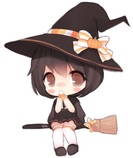 Image - Happy Halloween Chibi Anime Halloween Clipart (625x719), Png Download