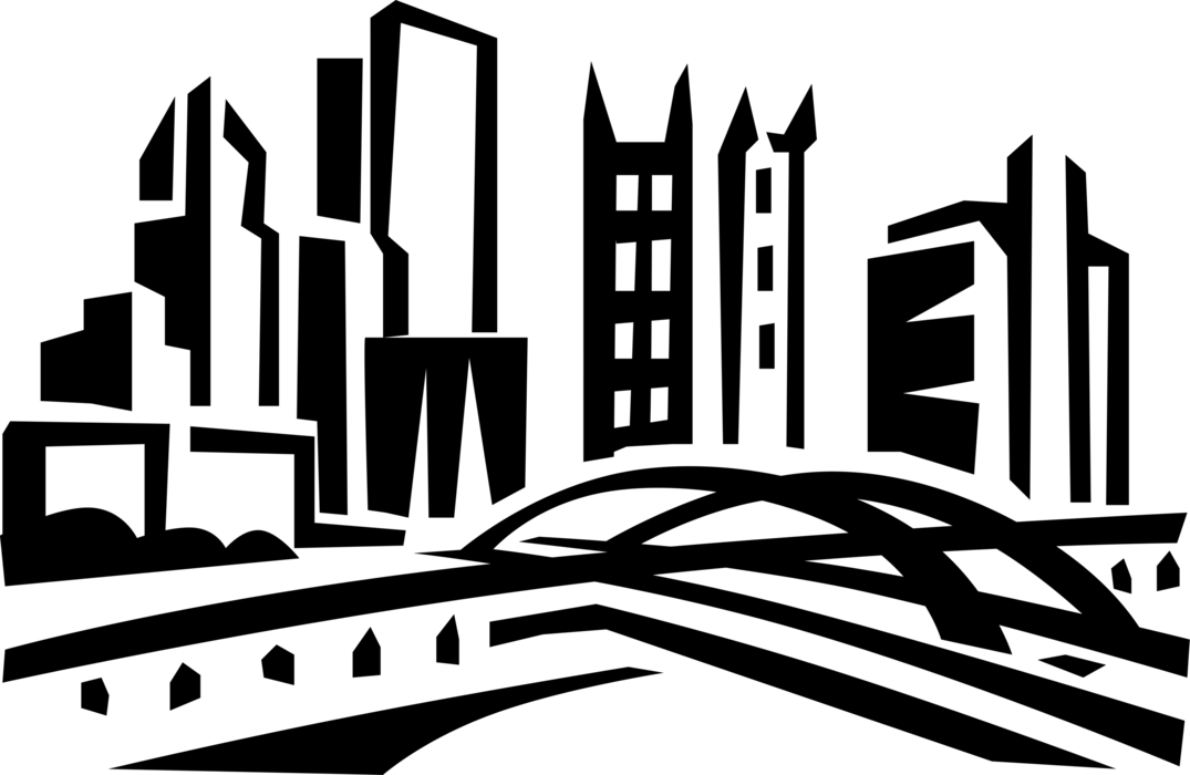 Vector Illustration Of Pittsburgh Skyline Cityscape, Clipart (1075x700), Png Download