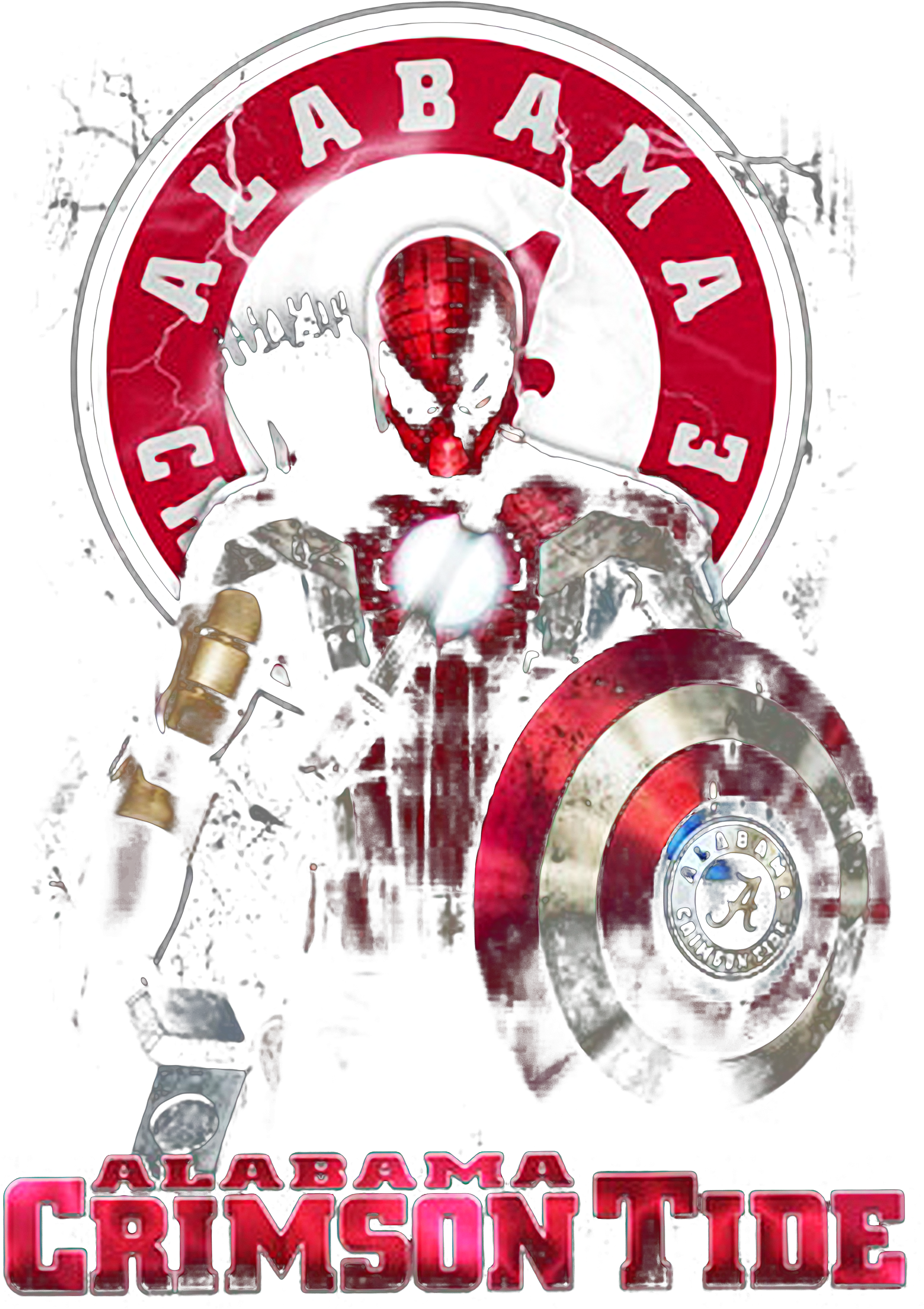 Captain Deadpool Spiderman Alabama Crimson Tide Shirt, - Alabama Crimson Tide Clipart (2400x3200), Png Download