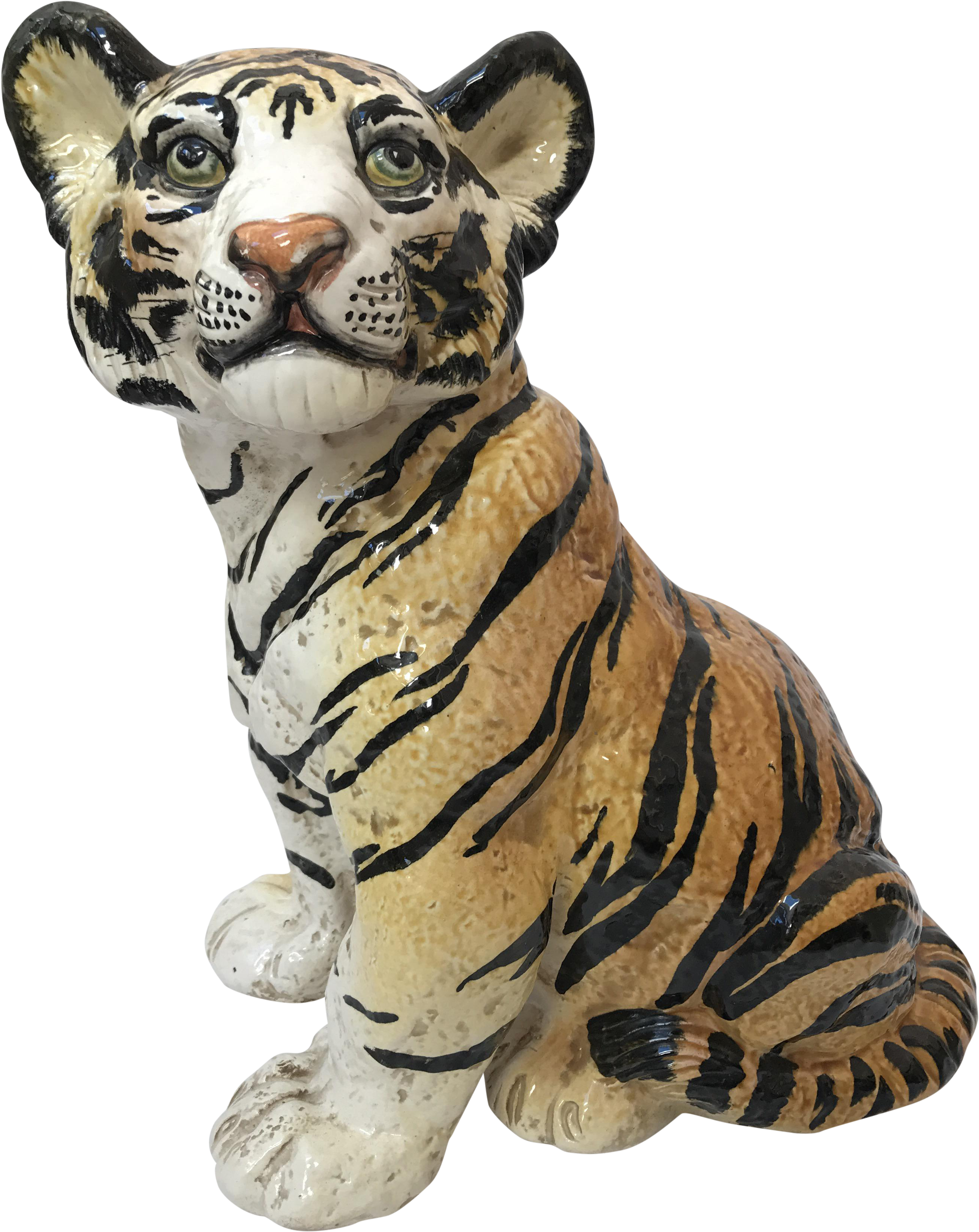 M#century Vintage Hand Painted Italian Ceramic Tiger - Bengal Tiger Clipart (2912x3664), Png Download