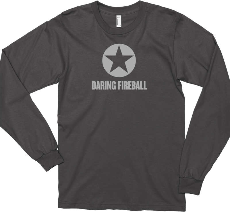 Thumbnail Of An Asphalt Gray Long Sleeve Daring Fireball - Long-sleeved T-shirt Clipart (800x800), Png Download