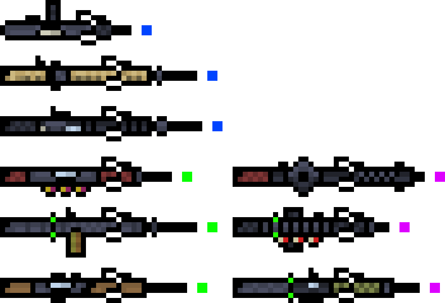 Color Tier Weapons For Top Down Shooter - Graphics Clipart (880x600), Png Download