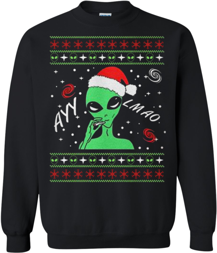 Christmas Ayy Lmao Alien Sweatshirt - You Done Messed Up Aaron Sweater Clipart (1024x1024), Png Download