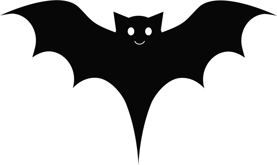 Bat Black Cute Cartoon Wings - Black Cartoon Bat Clipart (960x574), Png Download