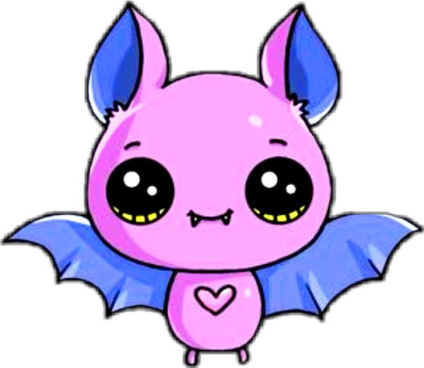 #bat #cute #kawaii #pets & Animals #animals #pink #purple - Draw So Cute Bat Clipart (605x526), Png Download