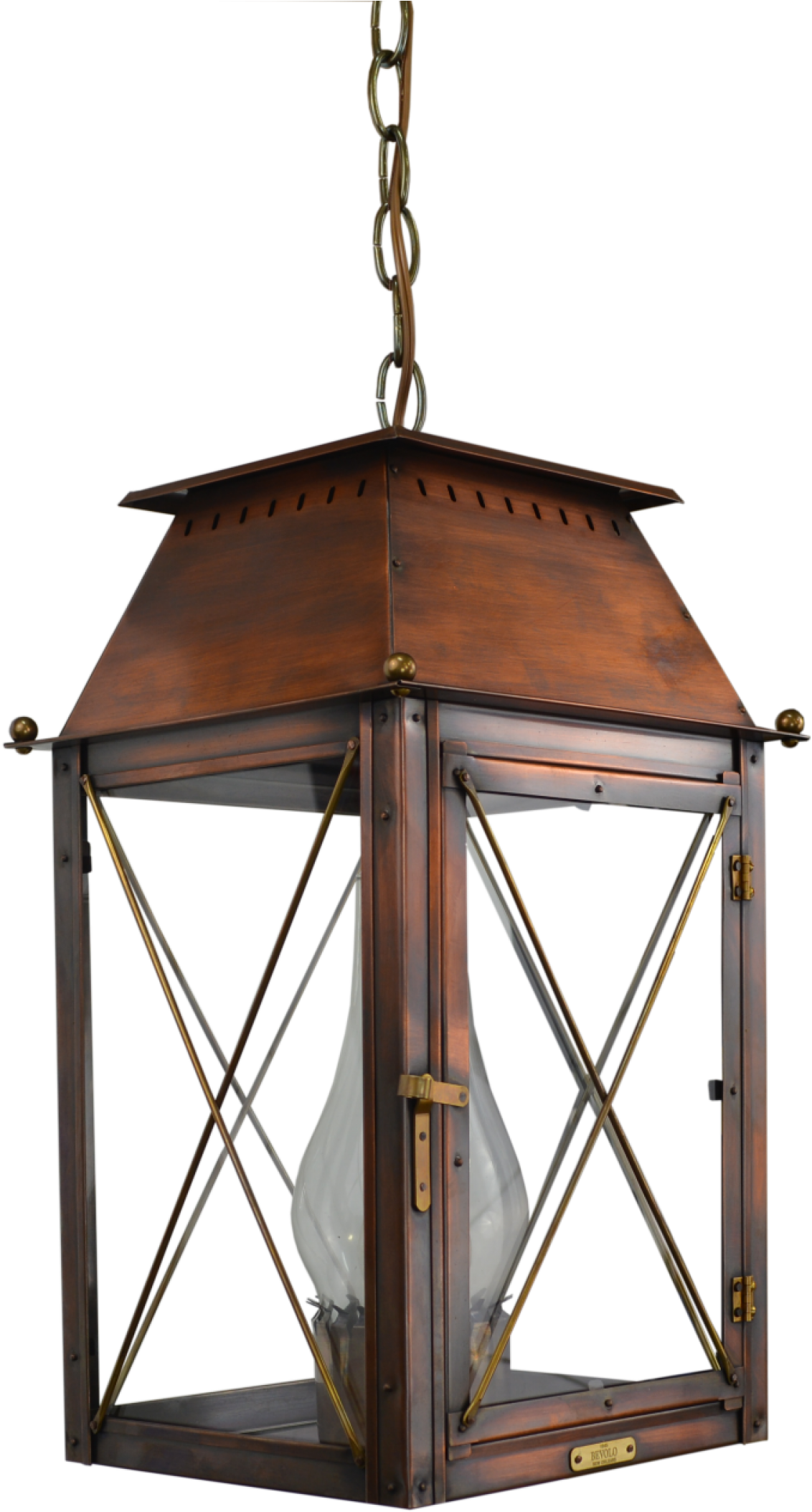 Coach House On Hanging Chain Copper Lights Bevolo Gas - Ceiling Fixture Clipart (1200x2136), Png Download