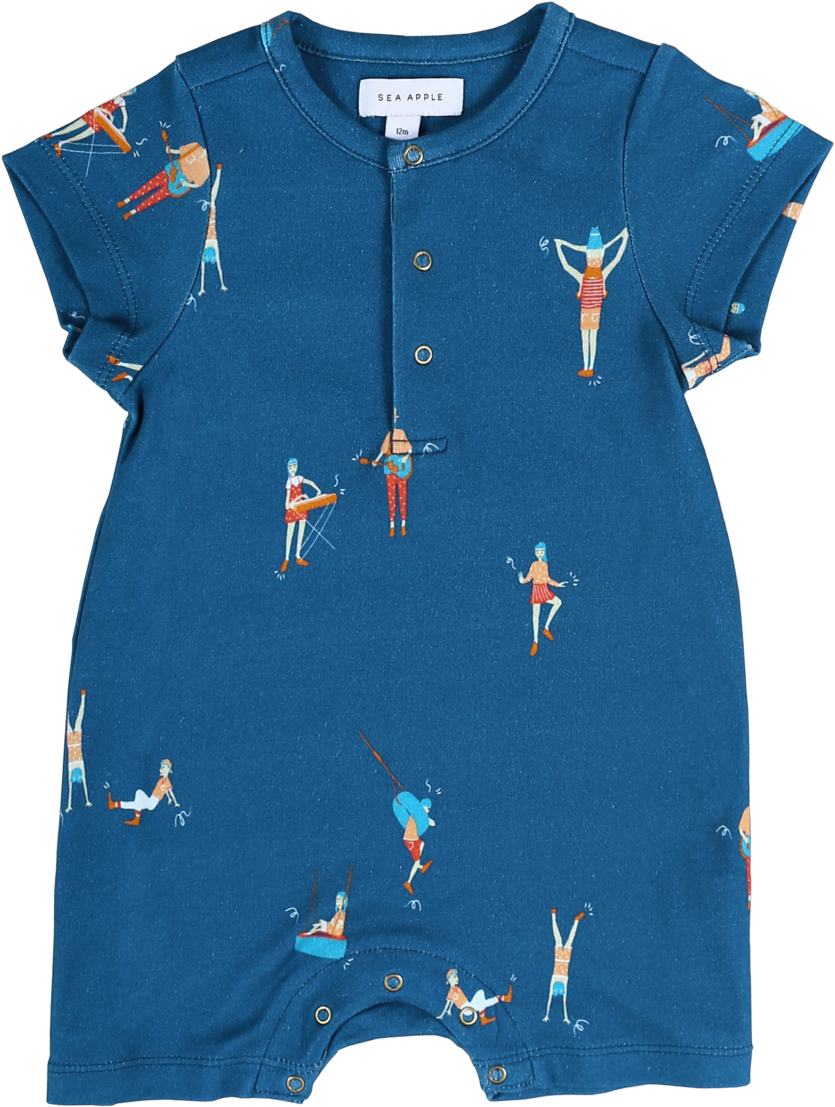 Sea Apple Let's Dance Blue Bubble Shorts Romper - Polo Shirt Clipart (835x1107), Png Download