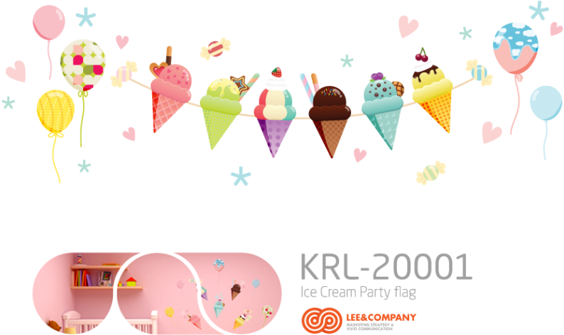 Collaboration Design Ice Cream Party Flag - Ice Cream Cone Clipart (794x472), Png Download