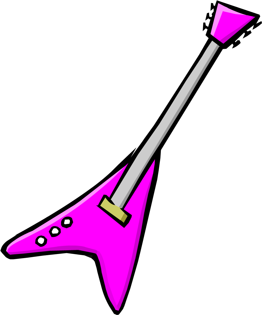 Pink Electric Guitar Clipart - Club Penguin Pink Guitar - Png Download (906x1090), Png Download