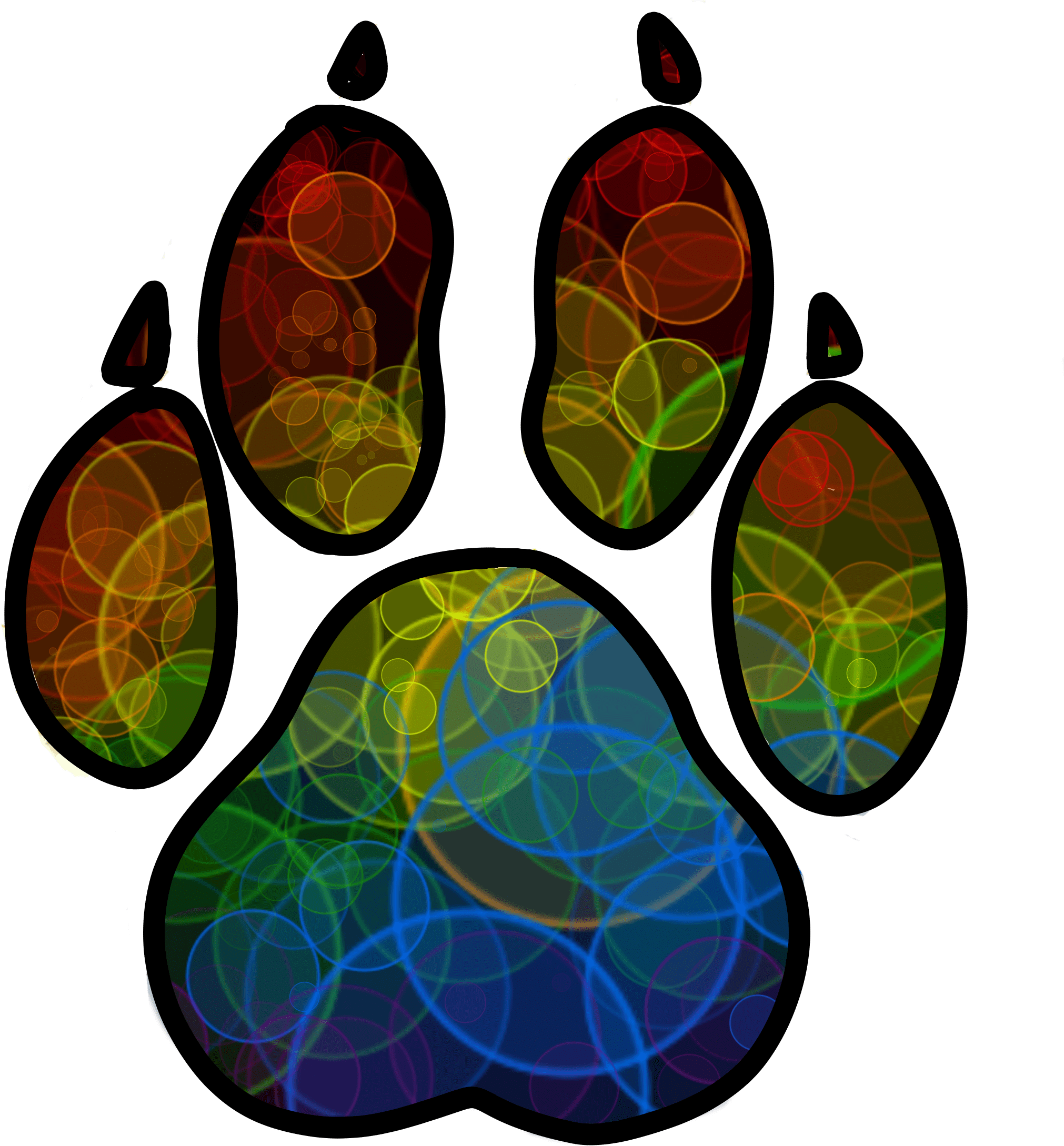 Rainbow Paw Print - Illustration Clipart (2226x2226), Png Download