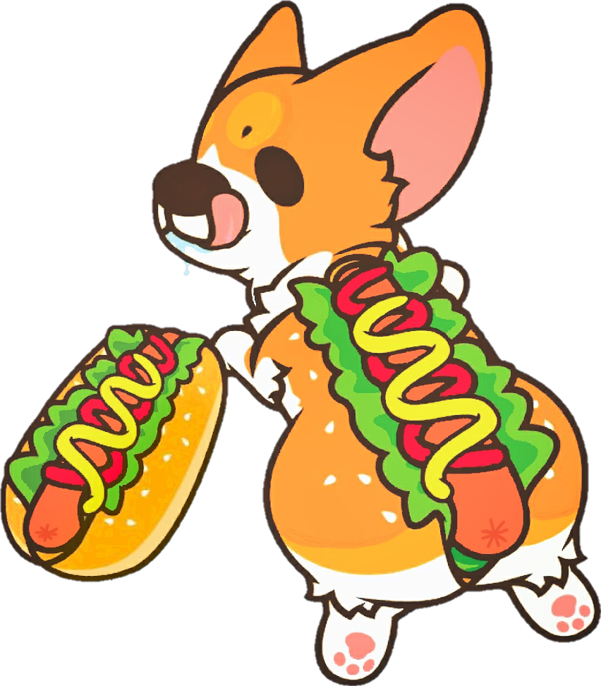#schotdog #hotdog #corgi #dog #cute #colorful #cosplay - Cartoon Clipart (852x972), Png Download