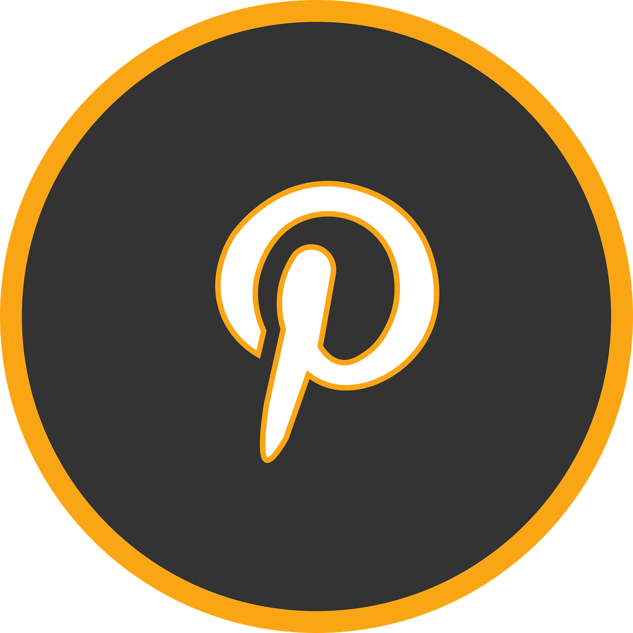 Social Networking Icon Icon Pinterest Pinterest - Social Icons Glossy Gold Pinterest Icon Clipart (1280x1280), Png Download