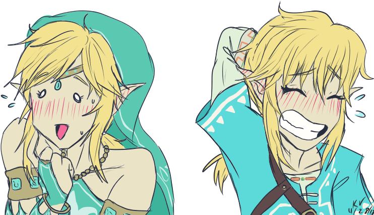 From The Embarrassed/blushing Expressions Meme By @deeppink-man - Tloz Botw Blush Link Clipart (774x549), Png Download