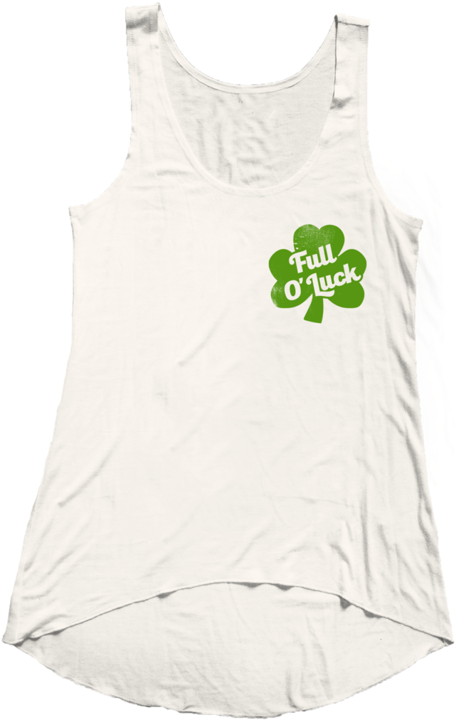 White Highlow Shamrock Full O' Luck - Active Tank Clipart (894x1024), Png Download