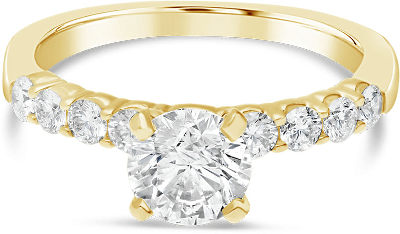 Propose Tonight 14k Yellow Gold Solitaire Round Cut - Engagement Ring Clipart (900x900), Png Download