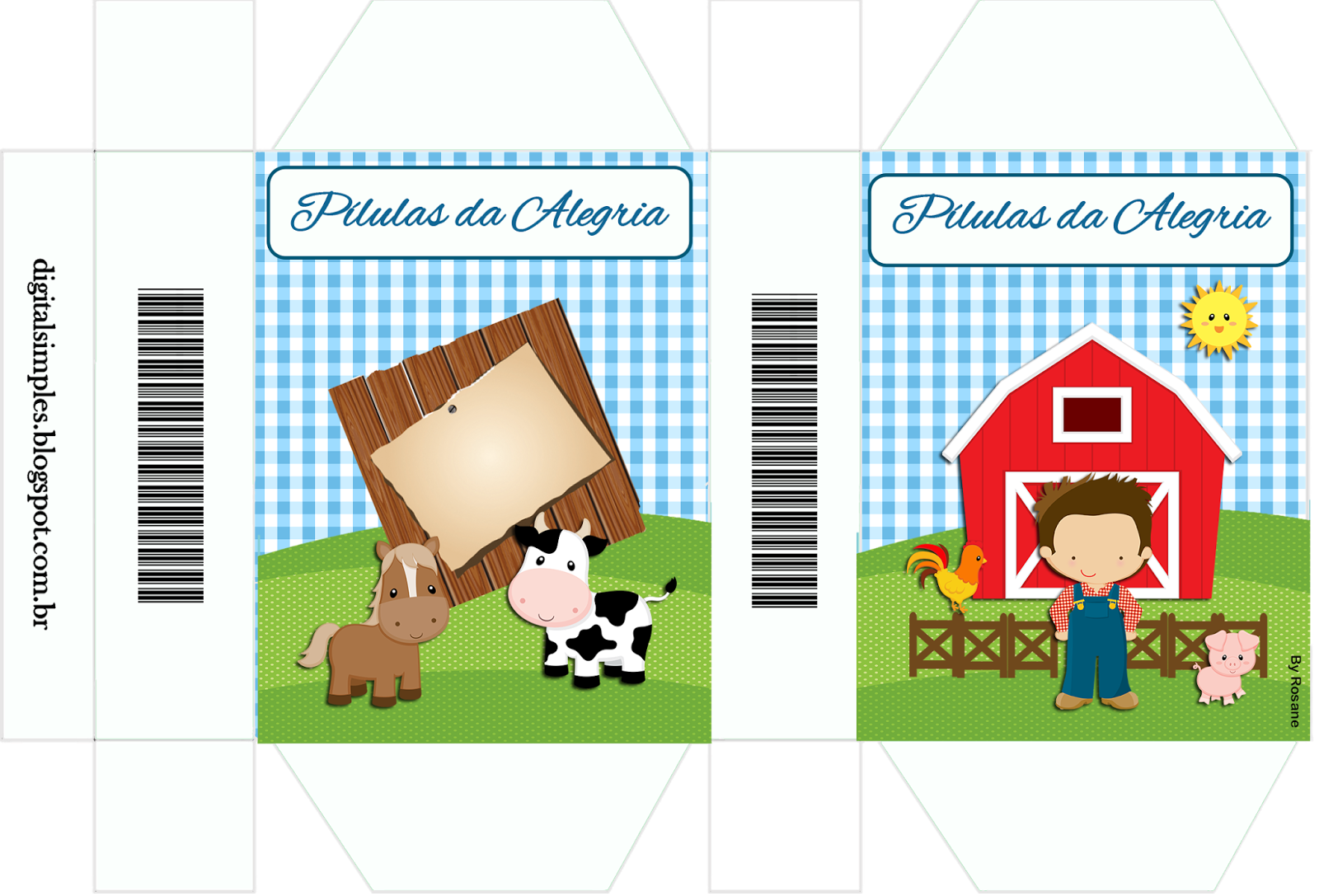 Carrocinha Para Guloseimas Tema "fazendinha Menino" - Lembrancinha Fazendinha Para Imprimir Clipart (1600x1087), Png Download