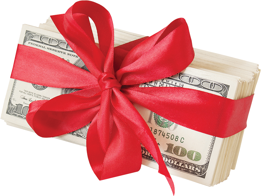 Money Stack With Bow - Wrapping Paper Clipart (900x652), Png Download