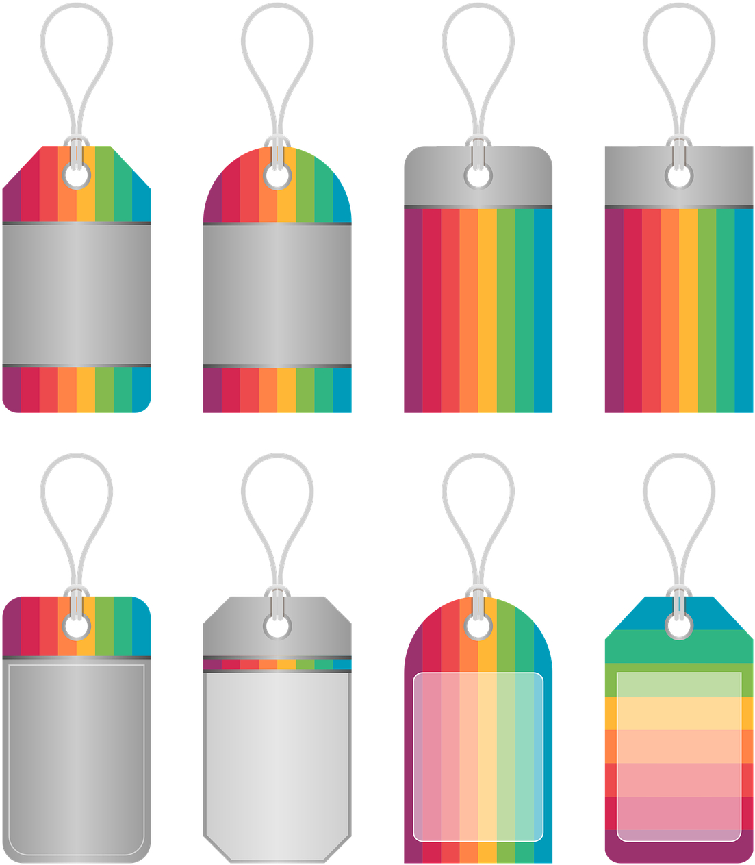 Price Tags, Ribbon, Colorful, Rainbow, Design Rainbow Price Tag
