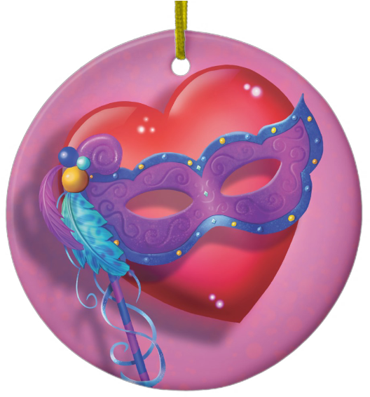 Heart Mask Ornament - Christmas Ornament Clipart (631x631), Png Download