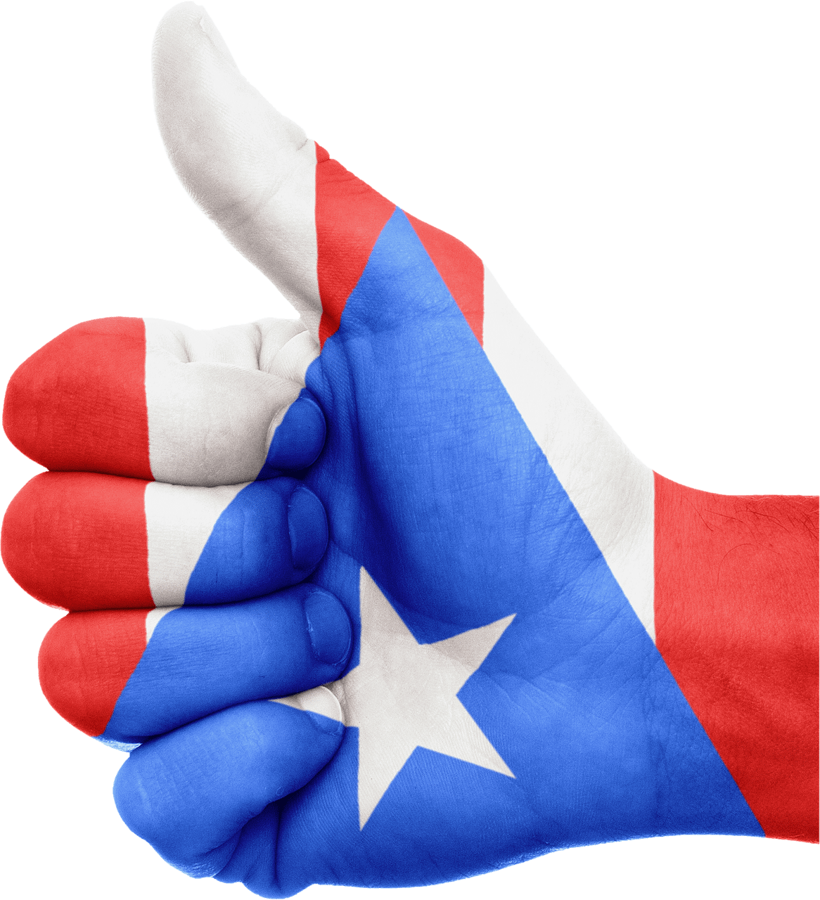 Puerto Rico - Puerto Rico Flag Hand Clipart (1166x1280), Png Download