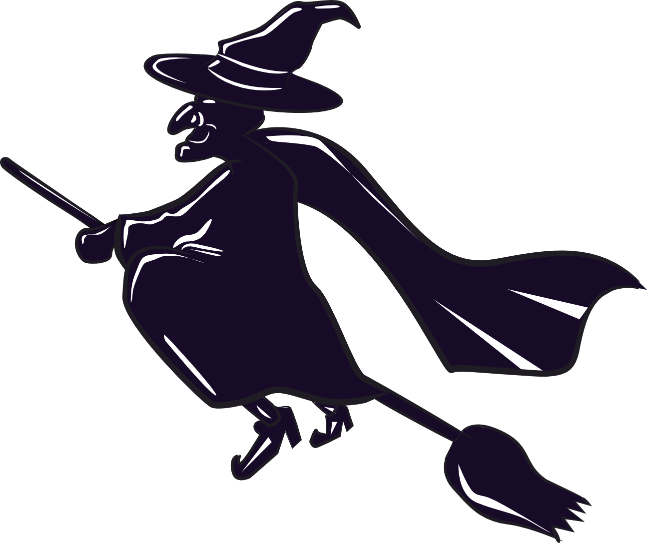 Catwoman Clipart Claw - Witch On A Broomstick Clipart - Png Download (1295x1087), Png Download