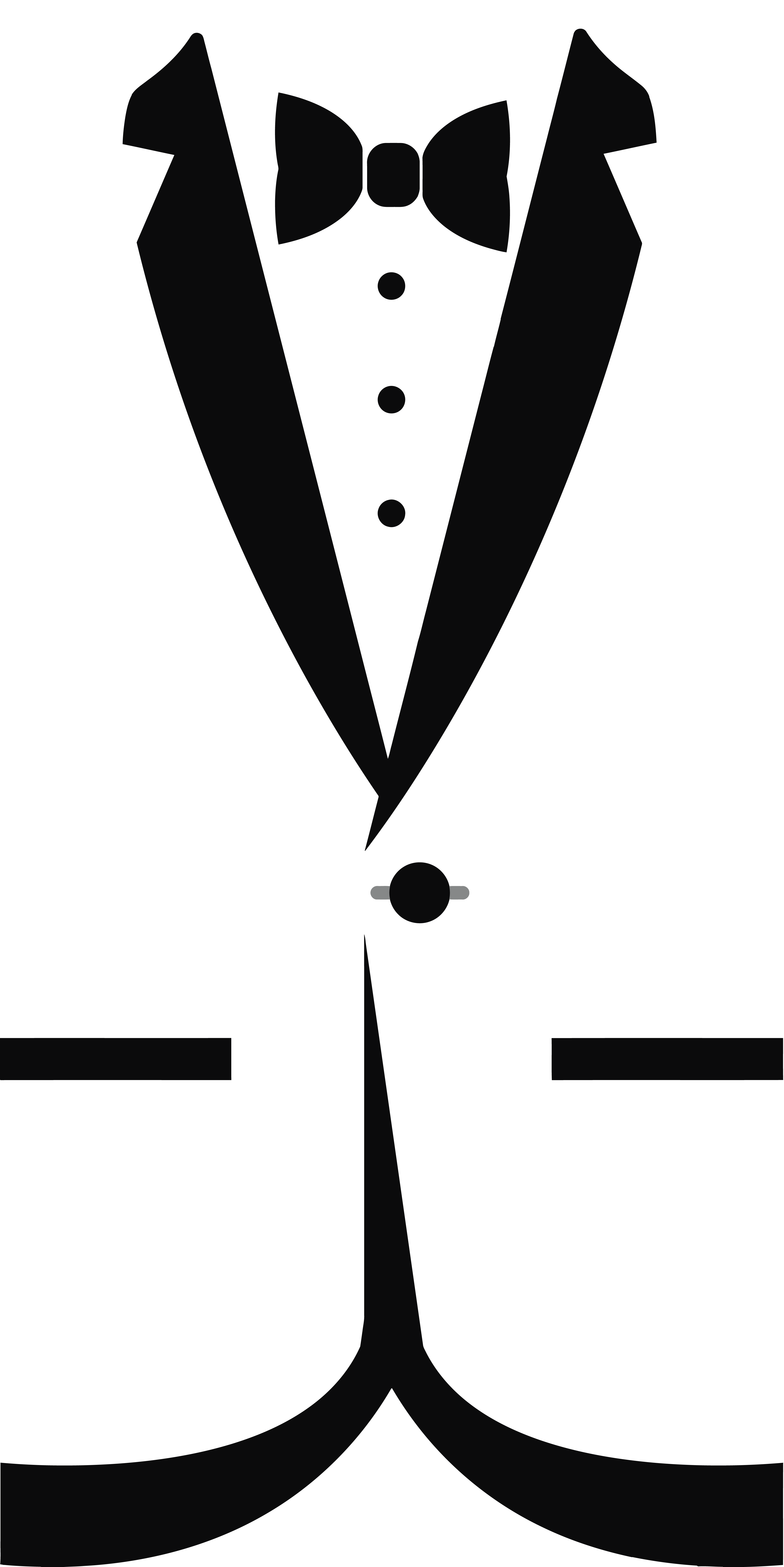 Free Clipart Of A Black And White Formal Bow Tie And - Black And White Tux Png Transparent Png (4000x7991), Png Download