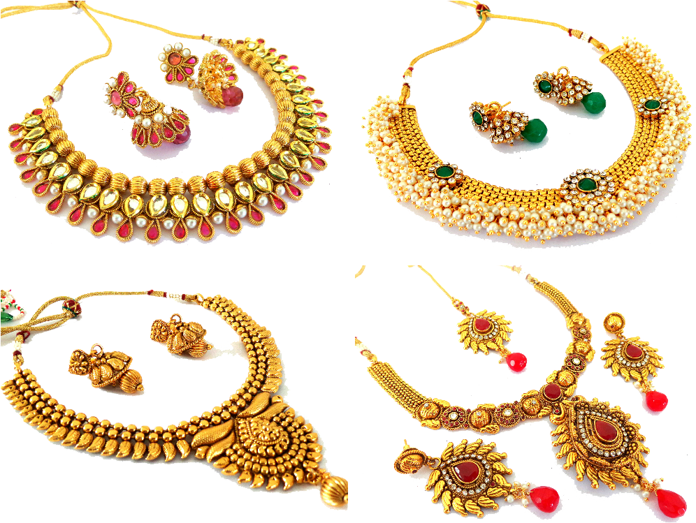 Hq Jewellery Png Transparent Images Pluspng Indian - Gold Jewelry Design Kundan Set Clipart (1003x768), Png Download